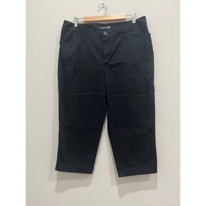 St Johns Bay Black Cropped Capri Pants Women's Size 16w